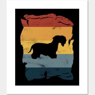 Cesky Terrier Distressed Vintage Retro Silhouette Posters and Art